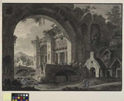 Antik bir banyo ve kulübe kalıntıları ile mimari fantezi by Robert Adam