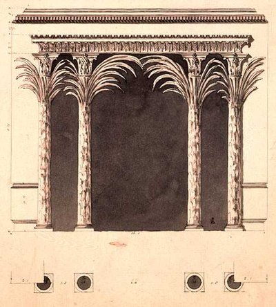 Bir oyuk için tasarım (kalem ve mürekkep ve yıkama) by Robert Adam