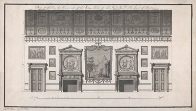 Headfort House, Yemekhane, Baca Yanı (kalem ve siyah mürekkeple kağıt üzerine kurşun kalemle yıkayınız) by Robert Adam