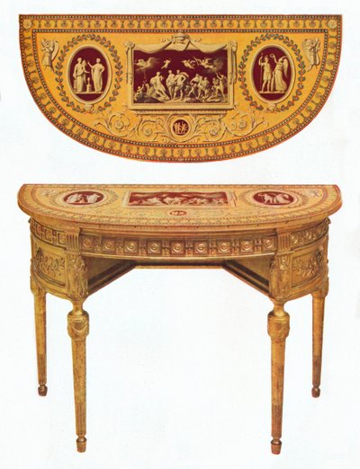Bir çift Adam yan sehpadan biri, üstü Pergolesi tarzında boyanmış, 18. yüzyıl by Robert Adam
