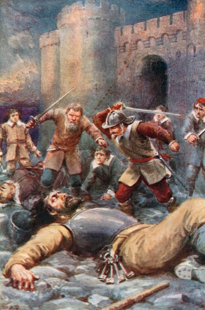 Hacılar Şüphe Şatosunu Yıkıyor (renkli taş baskı) by Robert Ambrose (after) Dudley