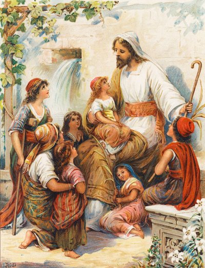 quot;Küçük çocukların bana gelmelerine izin verinquot; (renkli litho) by Robert Ambrose Dudley