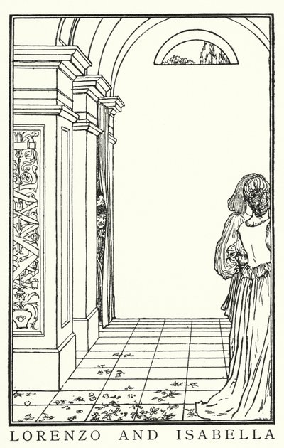 John Keats'in Şiirleri için İllüstrasyon: Isabella veya Fesleğen Çömleği (lito) by Robert Anning Bell