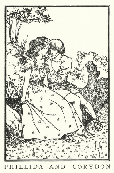 Phillida ve Corydon (lito) by Robert Anning Bell