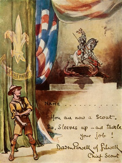 İzciler Kayıt Kartı için Tasarım, 1944. by Robert Baden Powell