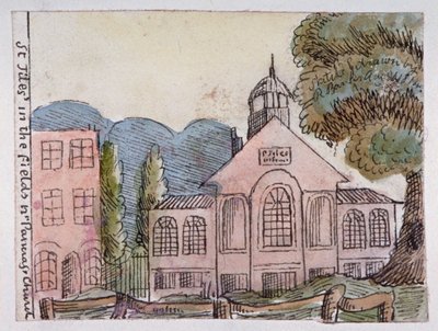 Tarlalardaki St Giles Kilisesi, St Pancras, Londra, 1814. by Robert Banks