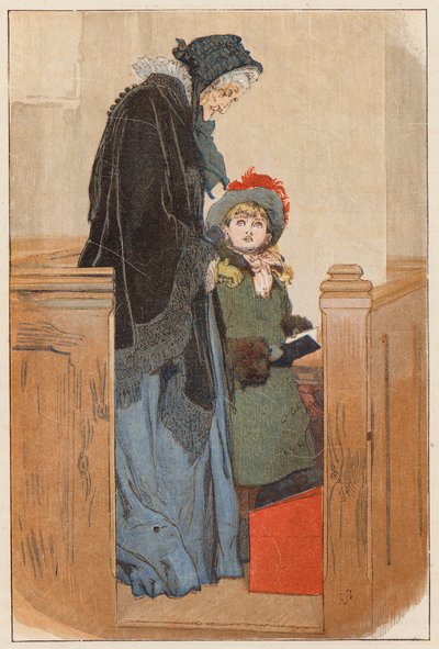 Maud büyükannesinin yanında duruyordu (renkli taş baskı) by Robert Barnes