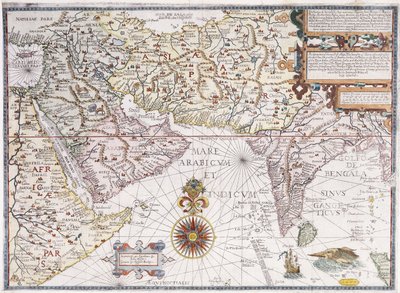 Doğu Afrika, Arabistan ve Hindistan Haritası, 1598 by Robert Beckit