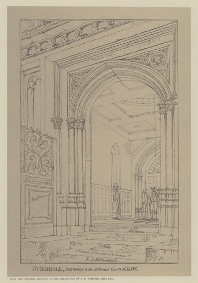 Farklı Hukuk Mahkemelerine giriş, Guildhall, Londra Şehri by Robert Blemell (after) Schnebbelie
