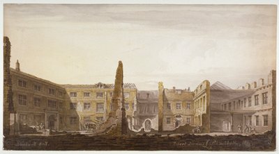 Blackwell Hall yıkım sırasında, Londra Şehri, 1819 by Robert Blemmell Schnebbelie