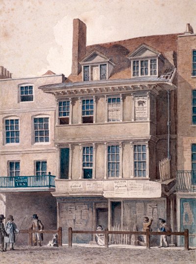 George Inn, Batı Smithfield, Londra, c1830 by Robert Blemmell Schnebbelie
