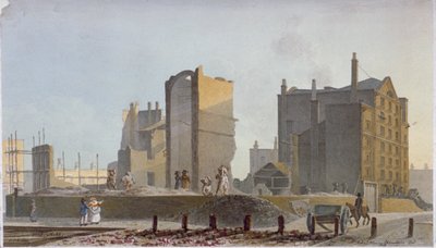 Yıkık bina, Ticari Yol, Stepney, Londra, 1820 by Robert Blemmell Schnebbelie
