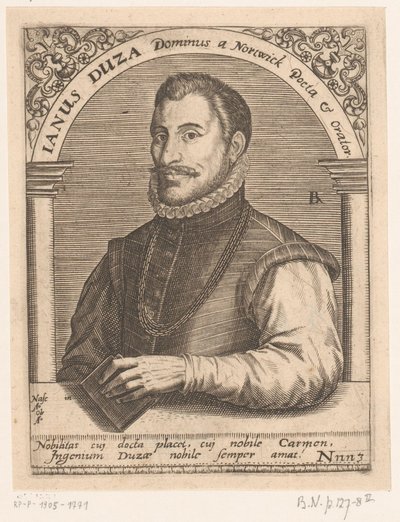 Janus Dousa'nın Portresi Janus Duza Dominus, Nortwick Poeta ve Hatip. (nesne üzerindeki başlık) On beşinci ve on altıncı yüzyıl bilim adamlarının portreleri dizisi (dizi başlığı) by Robert Boissard