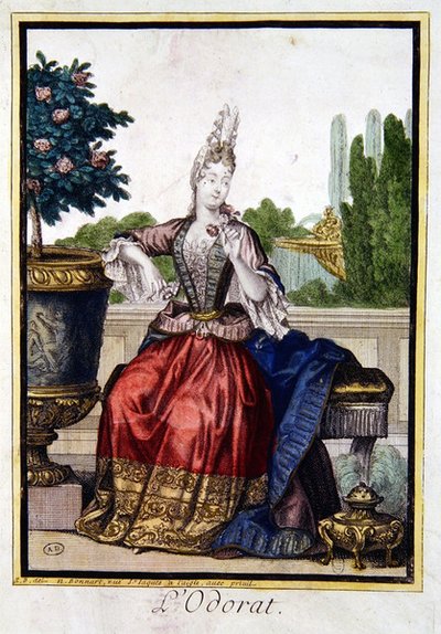 Beş Duyu: Koklama (renkli gravür) by Robert Bonnart