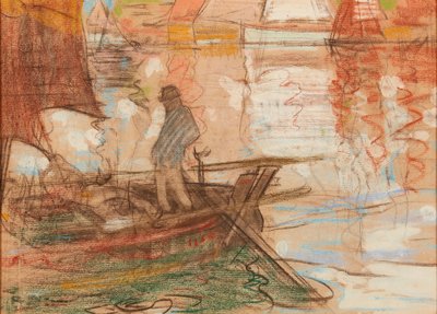 Concarneau Ferryman 1894 (pastel) by Robert Brough