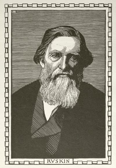 John Ruskin, İngiliz yazar, sanat eleştirmeni, sanatçı ve sosyal düşünür (tahta baskı) by Robert Bryden