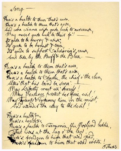 İşte onlara bir sağlık, awa, c1792. by Robert Burns