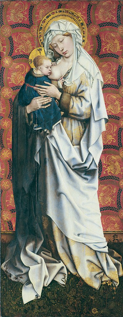 Flémalle Panelleri: Çocuğu emziren bakire by Robert Campin