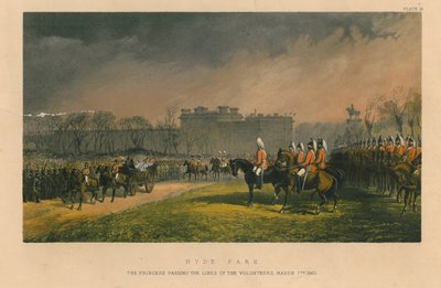 Hyde Park - gönüllülerin çizgisini geçen prenses, 7 Mart 1863, 1863 by Robert Charles Dudley