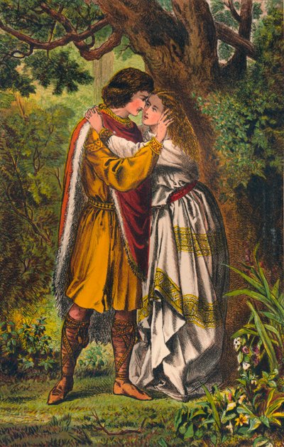 Posthumus. Kraliçem! Metresim! Ey hanım artık ağlama. Cymbeline: Perde I, Sahne I, c1875 by Robert Charles Dudley