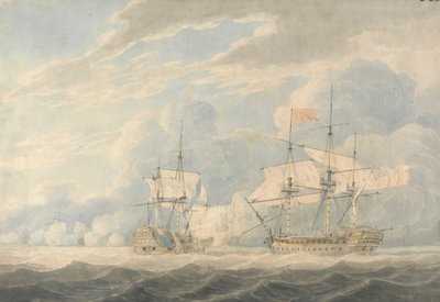 Amiral De Winter komutasındaki Hollandalı Koramiral, 11 Ekim 1797'de Camperdown Muharebesi'nde Amiral Duncan komutasındaki İngiliz Koramiral Onslow'a bayrağını vuruyor. by Robert Cleveley