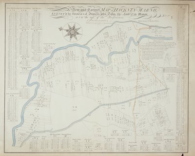 Hackney Marsh'ın Yeni ve Doğru Haritası, 1745 by Robert Davies