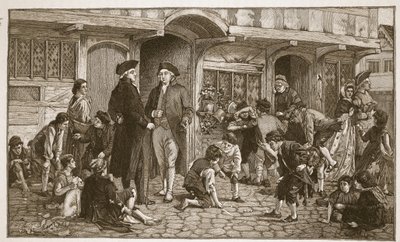 Pazar Okullarının kökeni: Hare Lane, Gloucester, 1780, H.D.M. Spence Jones, pub. c.1910 (sepya fotoğrafı) by Robert Dowling