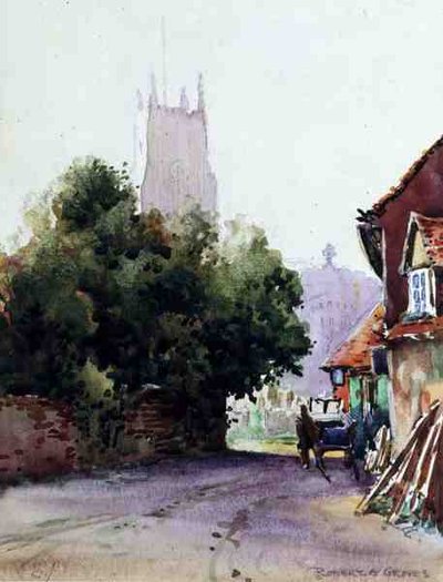 St. Albans, Misty Morning (kağıt üzerine suluboya) by Robert E. Groves