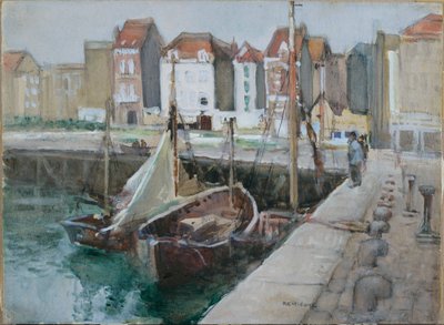 Blankenberghe, Belçika (kağıt üzerine karakalem ve sulu boya) by Robert Ernest McEune