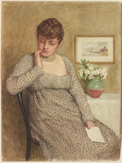 Okuyan Kız (kart üzerine karakalem ve sulu boya) by Robert Ernest McEune