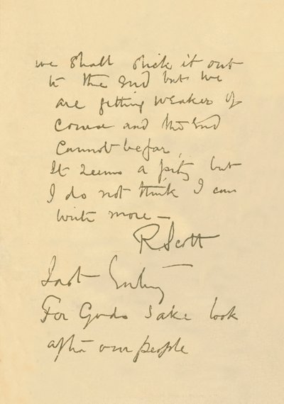 Halka Mesajın Faksimili, 29 Mart 1912, 1913 by Robert Falcon Scott