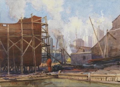 Toronto Gemi İnşası, 1918 (kağıt üzerinde wc) by Robert Ford Gagen