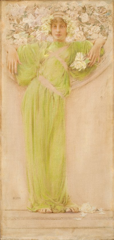 Güllerden Bir Çelenk (Haziran) 1897 (Tuval üzerine yağlıboya, pastel ve kurşun kalem) by Robert Frederick Blum