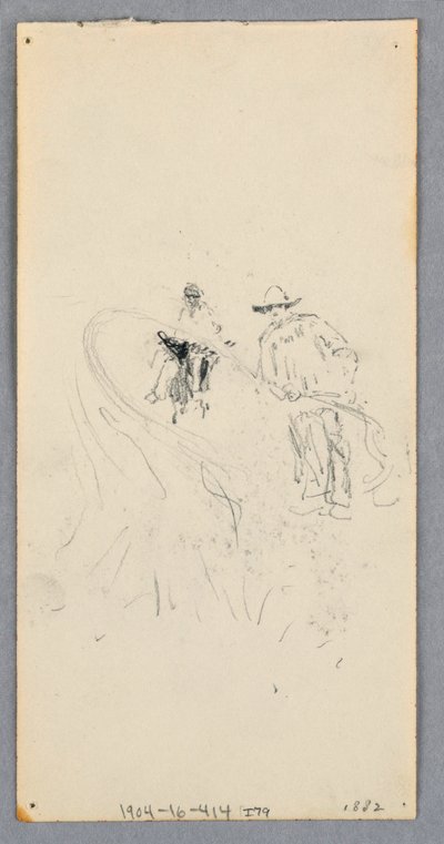 Çizim, Dış Duvar: Cumba, Balkon ve Korniş (recto); İki Figür ve Tanımlanamayan Çizgiler (verso), 1882 by Robert Frederick Blum