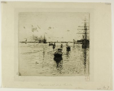 Vapurlar ve Gondollar ile Lagune, Venedik by Robert Frederick Blum