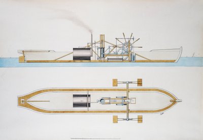 Robert Fulton tarafından tasarlanan vapur, suluboya, Amerika Birleşik Devletleri by Robert Fulton