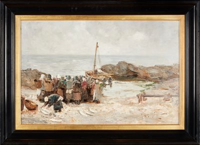 Balıkçıların Dönüşü (tuval üzerine yağlı boya) by Robert Gemmell Hutchison