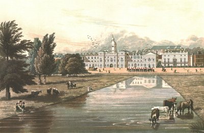 At Muhafızları ve Melbourne Evi, c1821 by Robert Havell