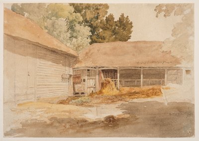 Bir Ahır Çalışması, c.1820-29 (grafit, sulu boya) by Robert Hills