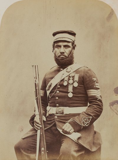 Renkli Çavuş J. Stanton, Royal Sappers and Miners, 1856 (sepya fotoğrafı) by Robert Howlett