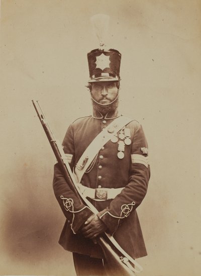 Renkli Çavuş John Paul, Kraliyet Sappers ve Madenciler, 1856 (sepya fotoğrafı) by Robert Howlett