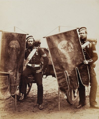 Company Sergeant Christy and Sergeant McGifford, Royal Artillery, 1856 (sepia photo) by Robert Howlett