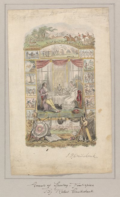 Annals of Sporting and Fancy Gazette Ön Parçası Tasarımı, Cilt 1 by Robert Isaac Cruikshank