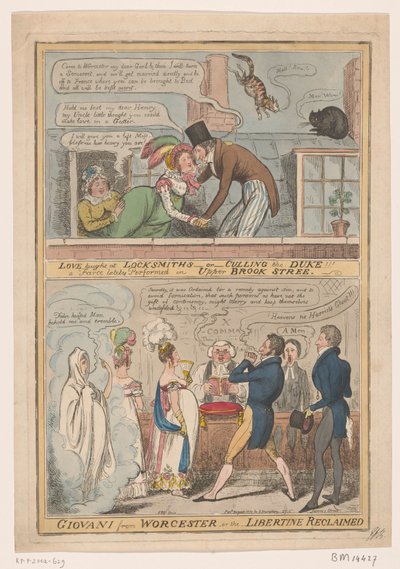 Huwelijk van de markies van Worcester ve Anne Francis Culling Smith üzerinde spotprent, 1822 Aşk, Çilingirlere -veya- dükü itlaf etmeye güler!!! Worcester