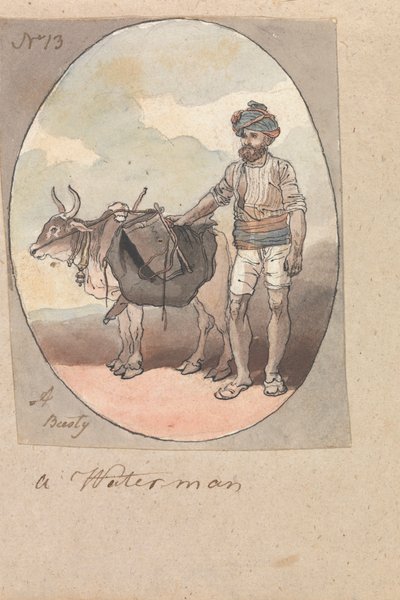 Öküz veya Bullock ile bir Su Adamı by Robert Mabon