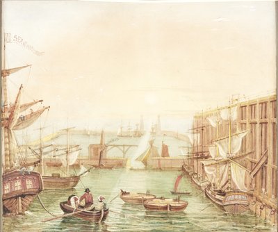 Seaham Harbour (kağıt üzerine suluboya, gövde rengi, kurşun kalem ve mürekkep) by Robert Mackreth