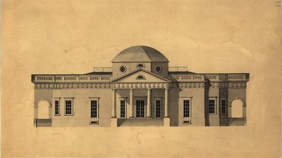 ಮೊಂಟಿಸೆಲ್ಲೊ: 2 ನೇ ಆವೃತ್ತಿ ಪಶ್ಚಿಮ ಎತ್ತರ, ರೆಕ್ಟೊ, 1803 ಪೆನ್ & ಇಂಕ್ ಜೊತೆಗೆ wc ಪೇಪರ್‌ಟರ್ಕ್ by Robert Mills
