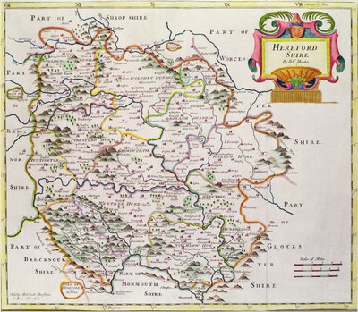 Herefordshire Haritası, 1695 by Robert Morden