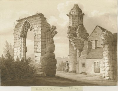 Dudley Manastırı: sepya yıkama çizimi, 1827 by Robert Noyes