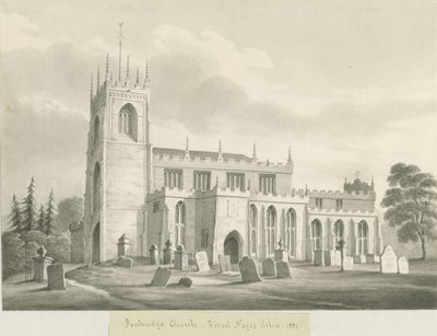 Penkridge Kilisesi: sepya yıkama çizimi, 1831 by Robert Noyes